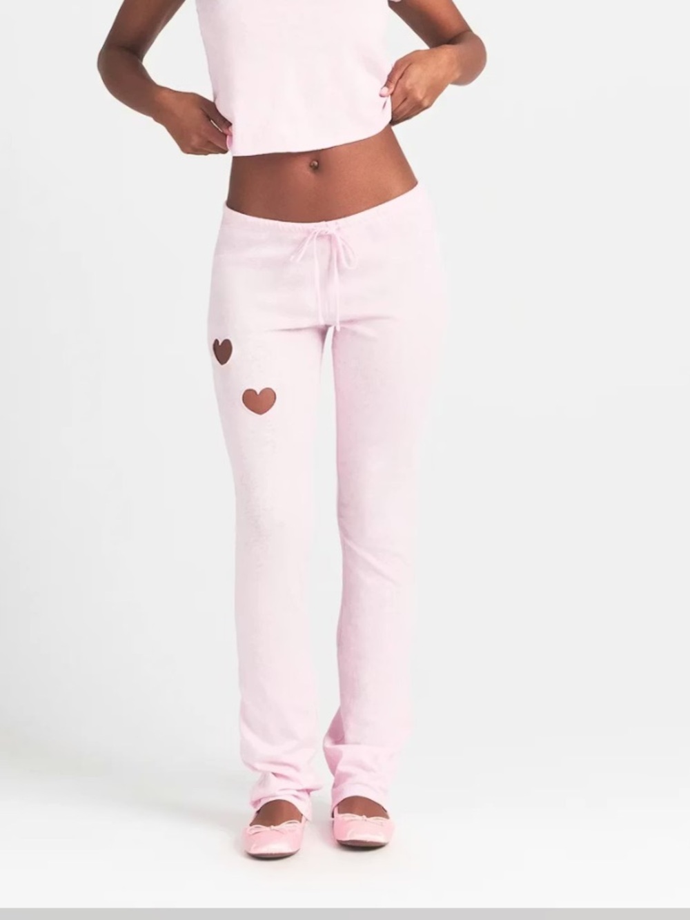 SKIMS NWT Worn in Jersey Heart Straight Leg Pant - Barely Pink